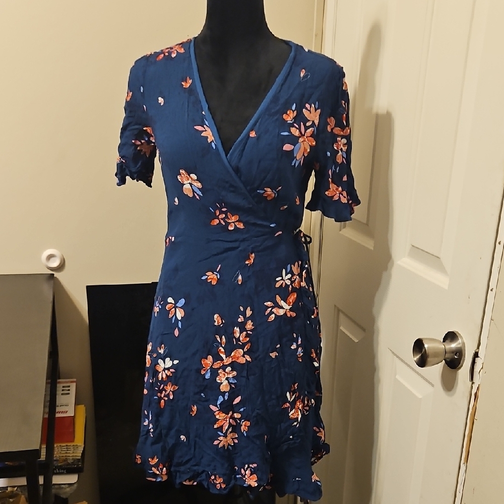 Lulu's Navy and Pink Floral Mini Dress